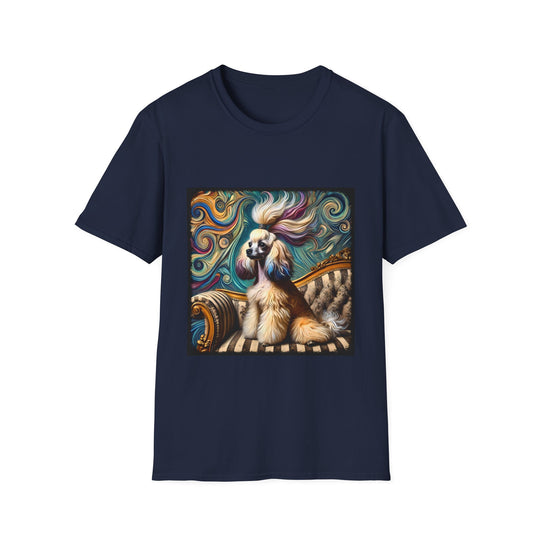 Poodle Wild Swirl design dog lover unisex t-shirt in navy