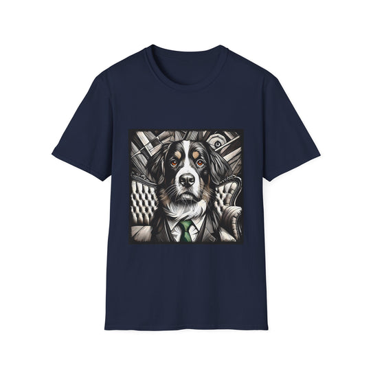 Bernese Mountain Dog B&W Bold Eyes design dog lover unisex t-shirt in navy