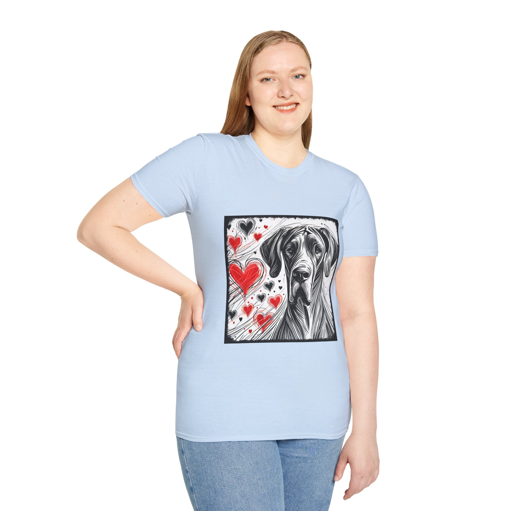 Great Dane Bold Heart Sketch | Unisex Dog T-Shirt