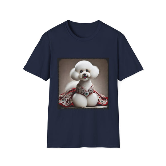 Bichon Frise Crimson Cutie design dog lover unisex t-shirt in navy