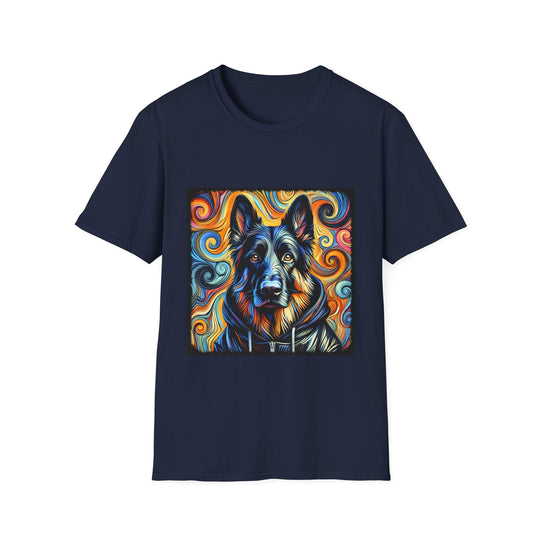 German Shepherd Hoodie Swirl II design dog lover unisex t-shirt in navy