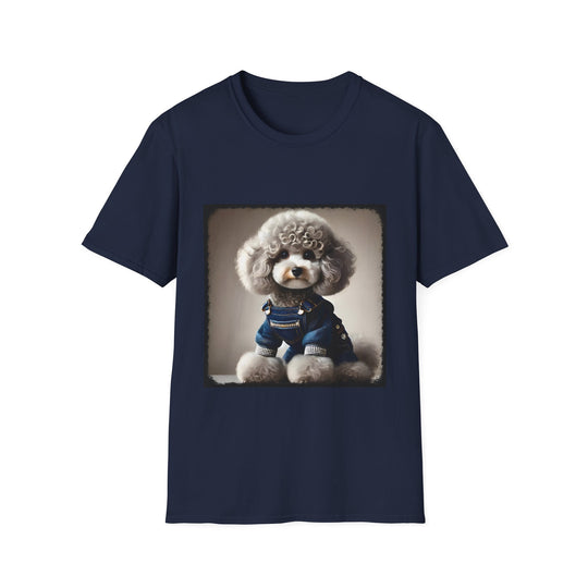 Poodle Jean Starlet design dog lover unisex t-shirt in navy