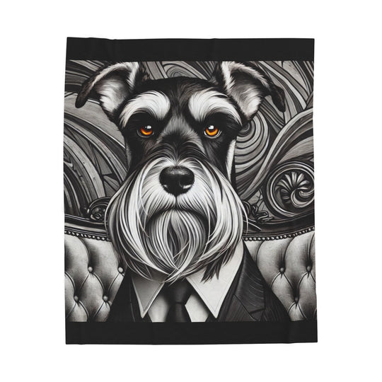 Schnauzer Blanket B&W Bold Gentleman Dog Lover Gift velveteen plush blanket
