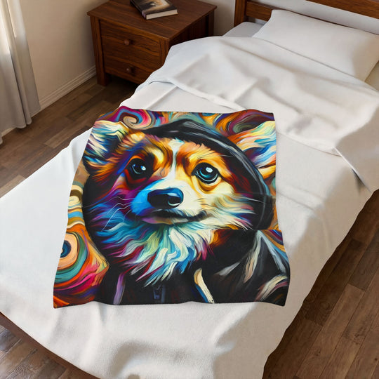 Pembroke Welsh Corgi Blanket Relaxed Swirl Dog Lover Gift velveteen plush blanket