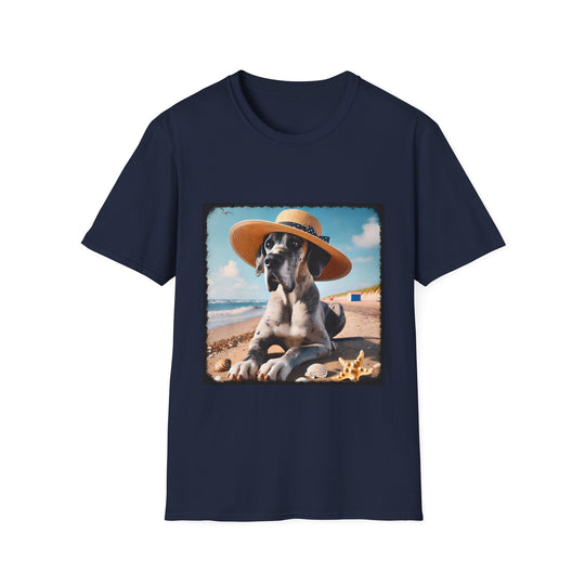 Great Dane Seaside Sass design dog lover unisex t-shirt in navy