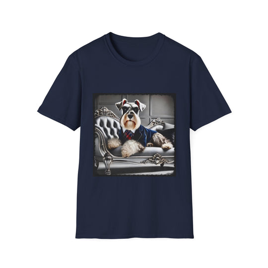 Schnauzer Mister Fetch design dog lover unisex t-shirt in navy
