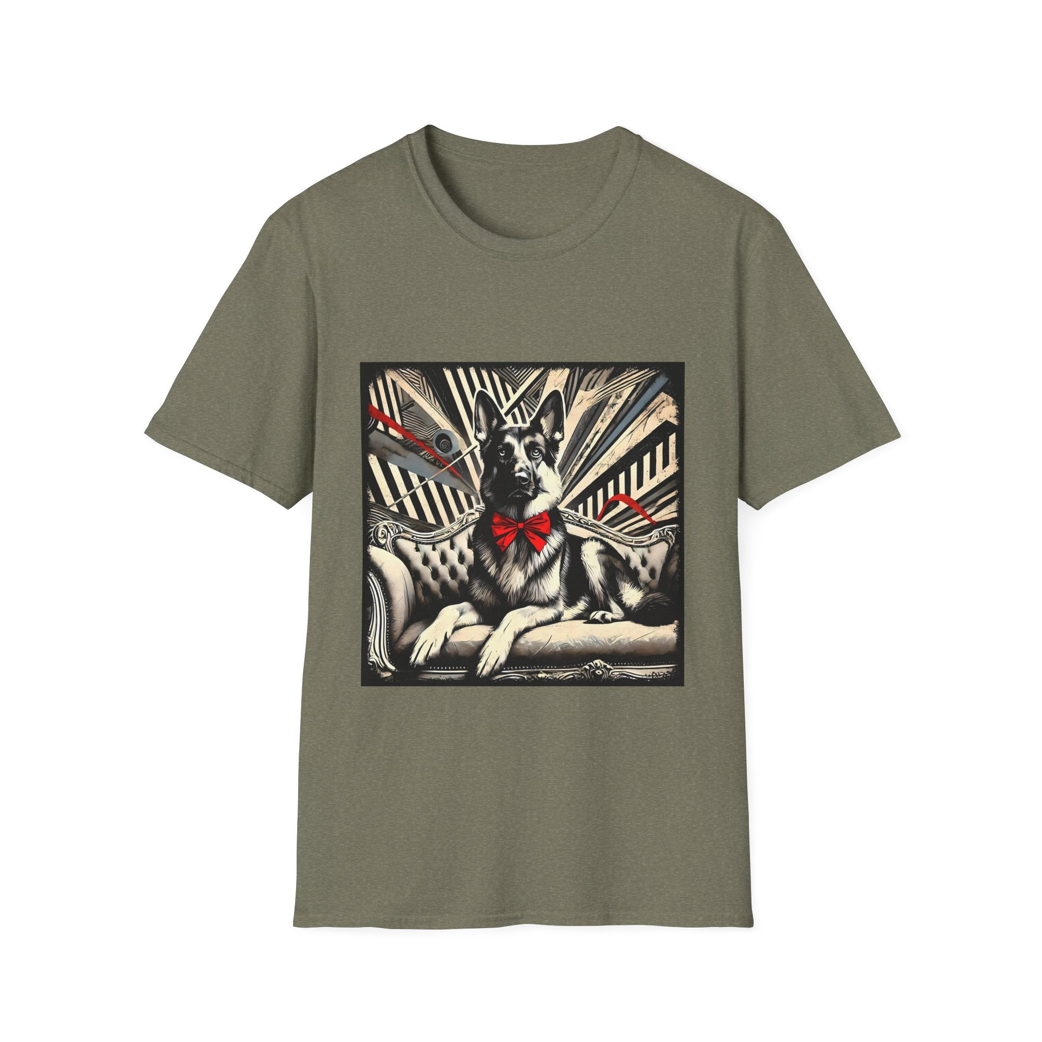 German Shepherd B&W Red Bow | Unisex Dog T-Shirt