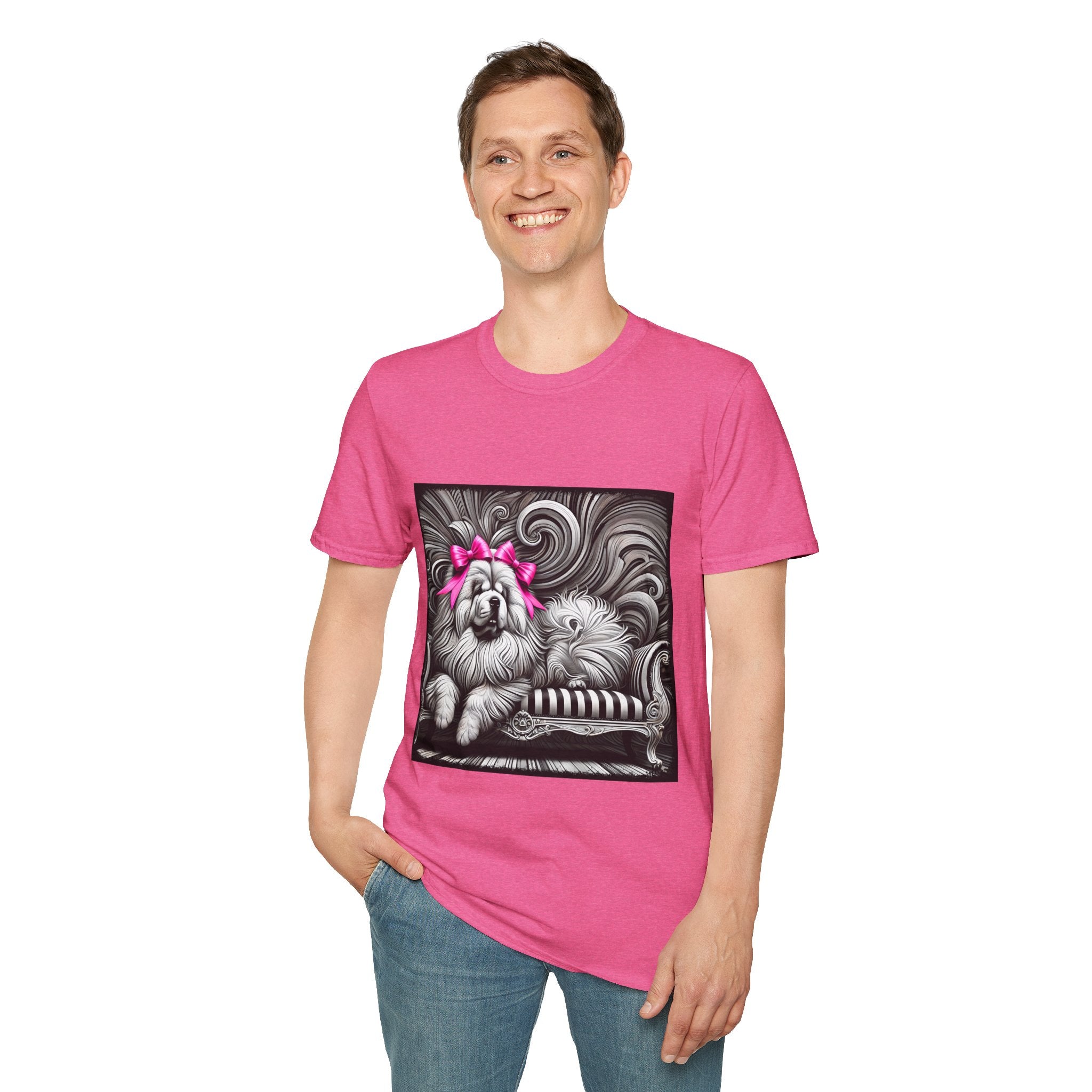 Chow Chow B&W Pink Bow | Unisex Dog T-Shirt