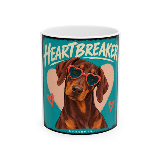 Red Doberman Pinscher Ceramic Mug | Heartbreaker Dog Lover Gift