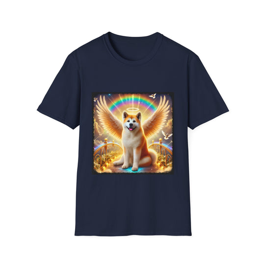 Akita Rainbow Bridge design dog lover unisex t-shirt in navy