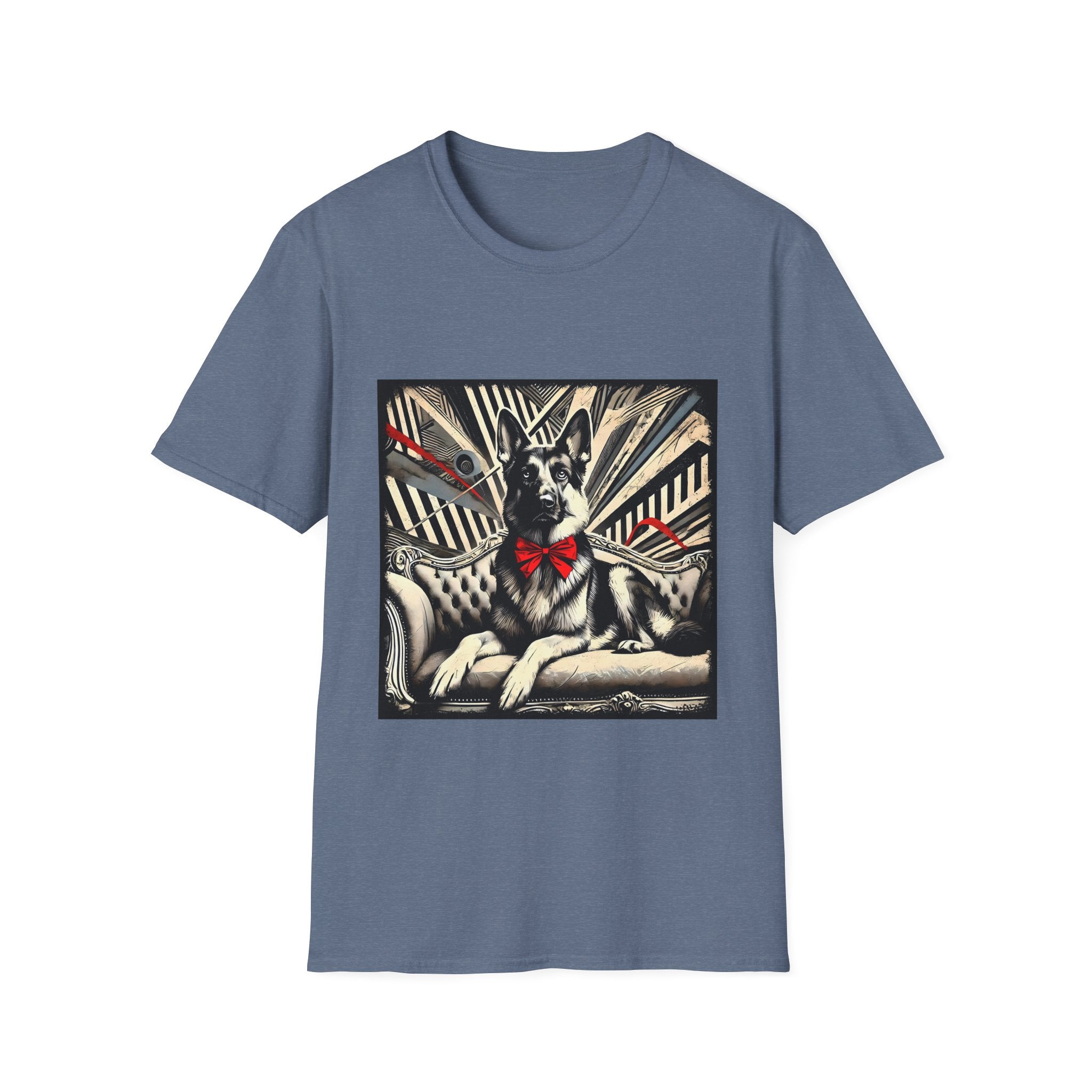 German Shepherd B&W Red Bow | Unisex Dog T-Shirt