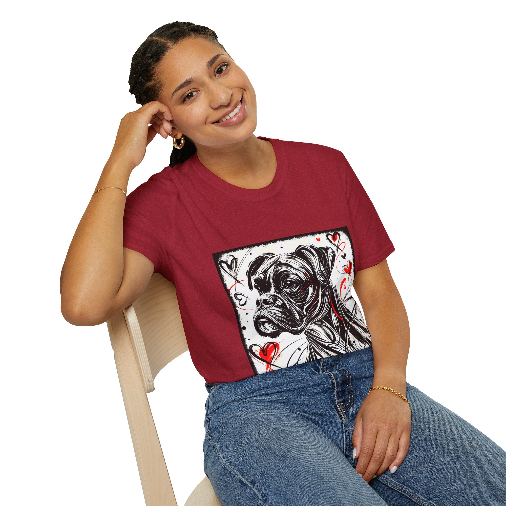 Boxer Bold Heart Sketch | Unisex Dog T-Shirt
