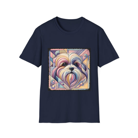 Lhasa Apso Pastel Geometric design dog lover unisex t-shirt in navy