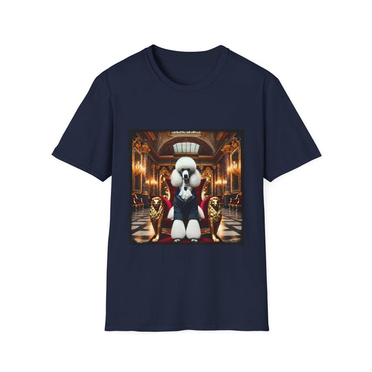 Poodle Grand Luxe design dog lover unisex t-shirt in navy