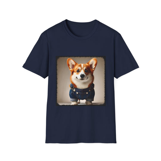 Pembroke Welsh Corgi Denim Dream design dog lover unisex t-shirt in navy