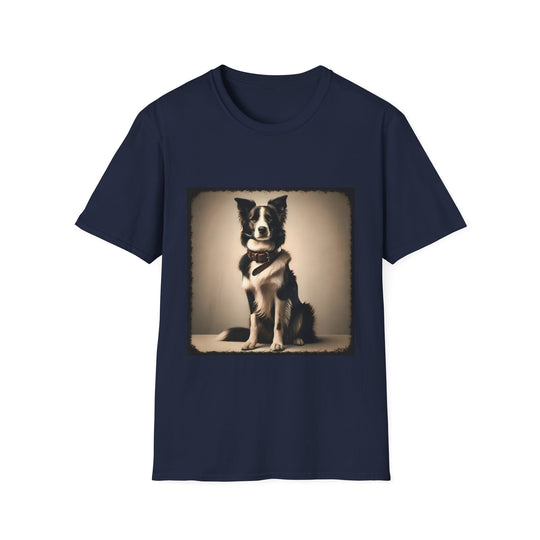 Border Collie Composed Charm design dog lover unisex t-shirt in navy