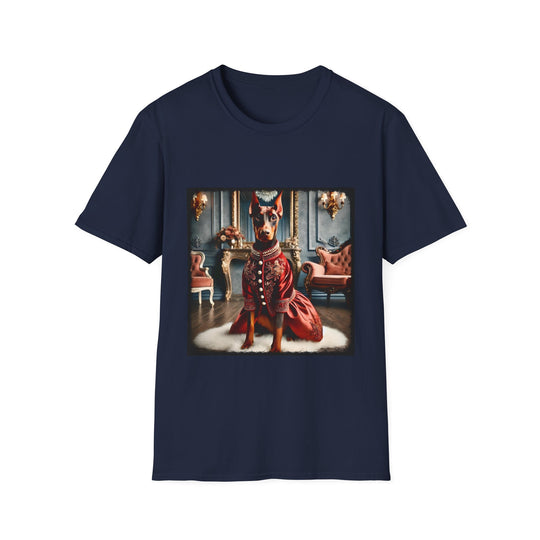 Doberman Pinscher Crimson Cutie design dog lover unisex t-shirt in navy