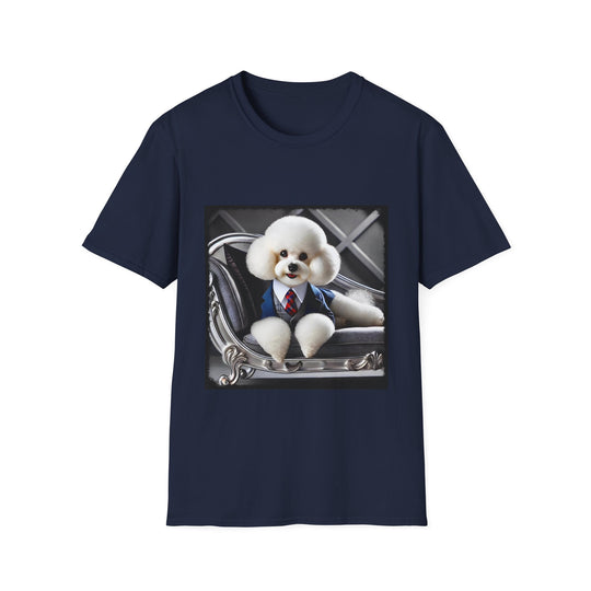 Bichon Frise Mister Fetch design dog lover unisex t-shirt in navy
