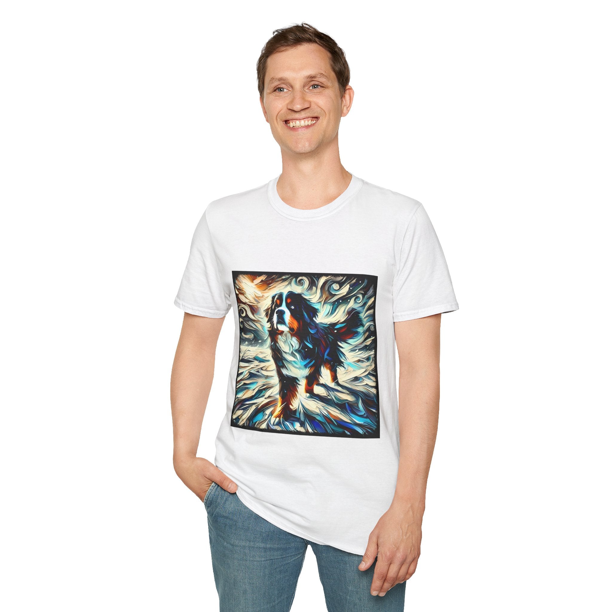 Bernese Mountain Dog Snow Swirl | Unisex Dog T-Shirt