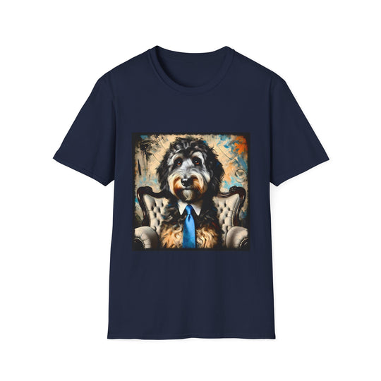 Aussiedoodle Handsome Gent design dog lover unisex t-shirt in navy