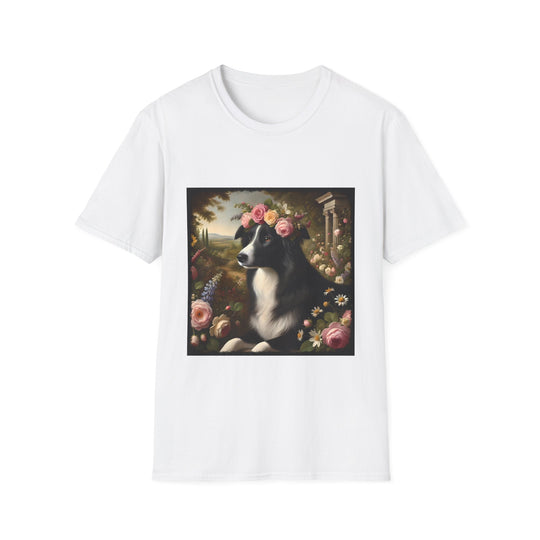 Border Collie Divine Garden design dog lover unisex t-shirt in white