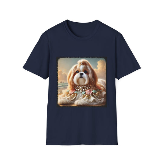 Shih Tzu Beach Babe design dog lover unisex t-shirt in navy