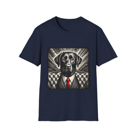 Labrador Retriever B&W Bold Red Tie design dog lover unisex t-shirt in navy