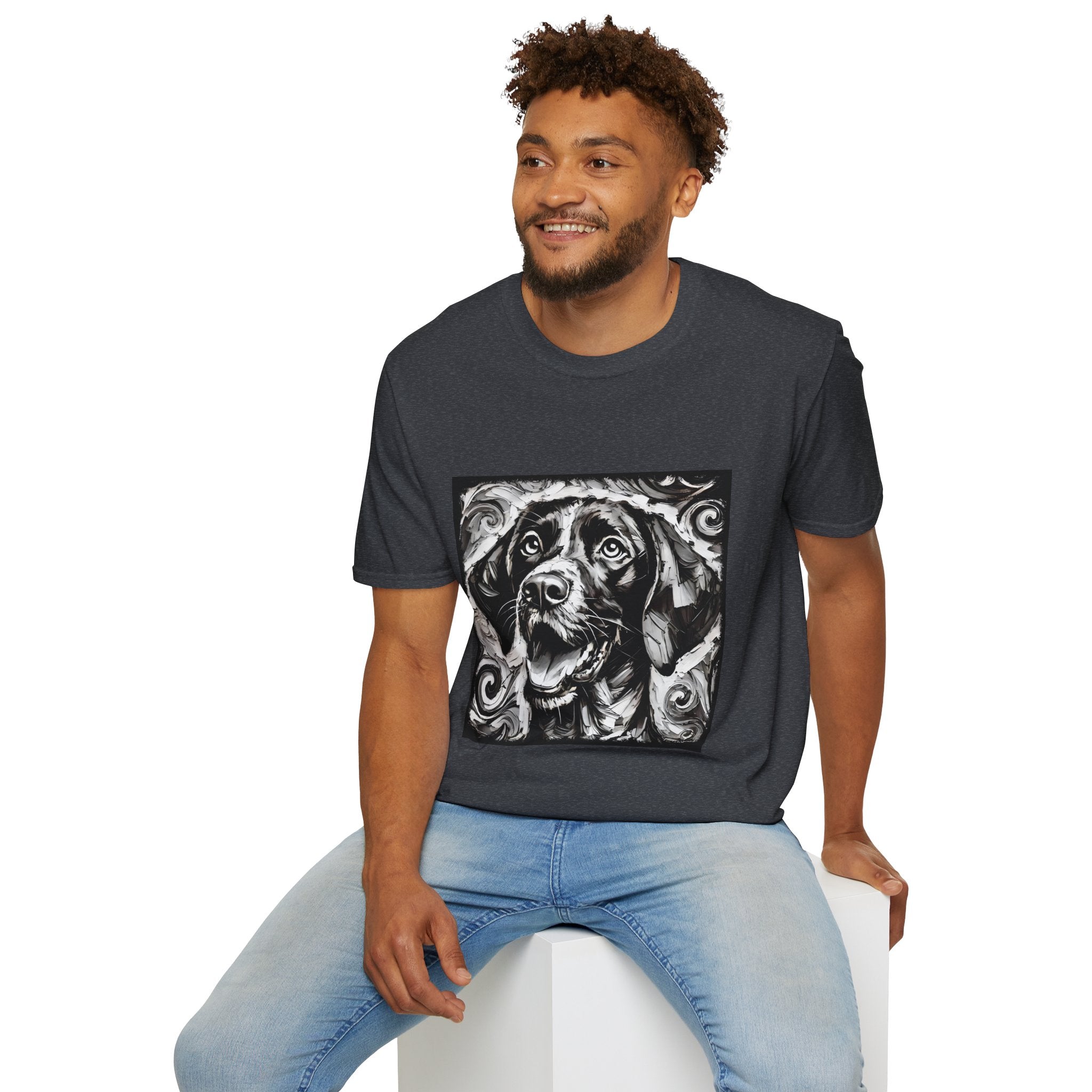German Shorthaired Pointer B&W Happy Swirl | Unisex Dog T-Shirt