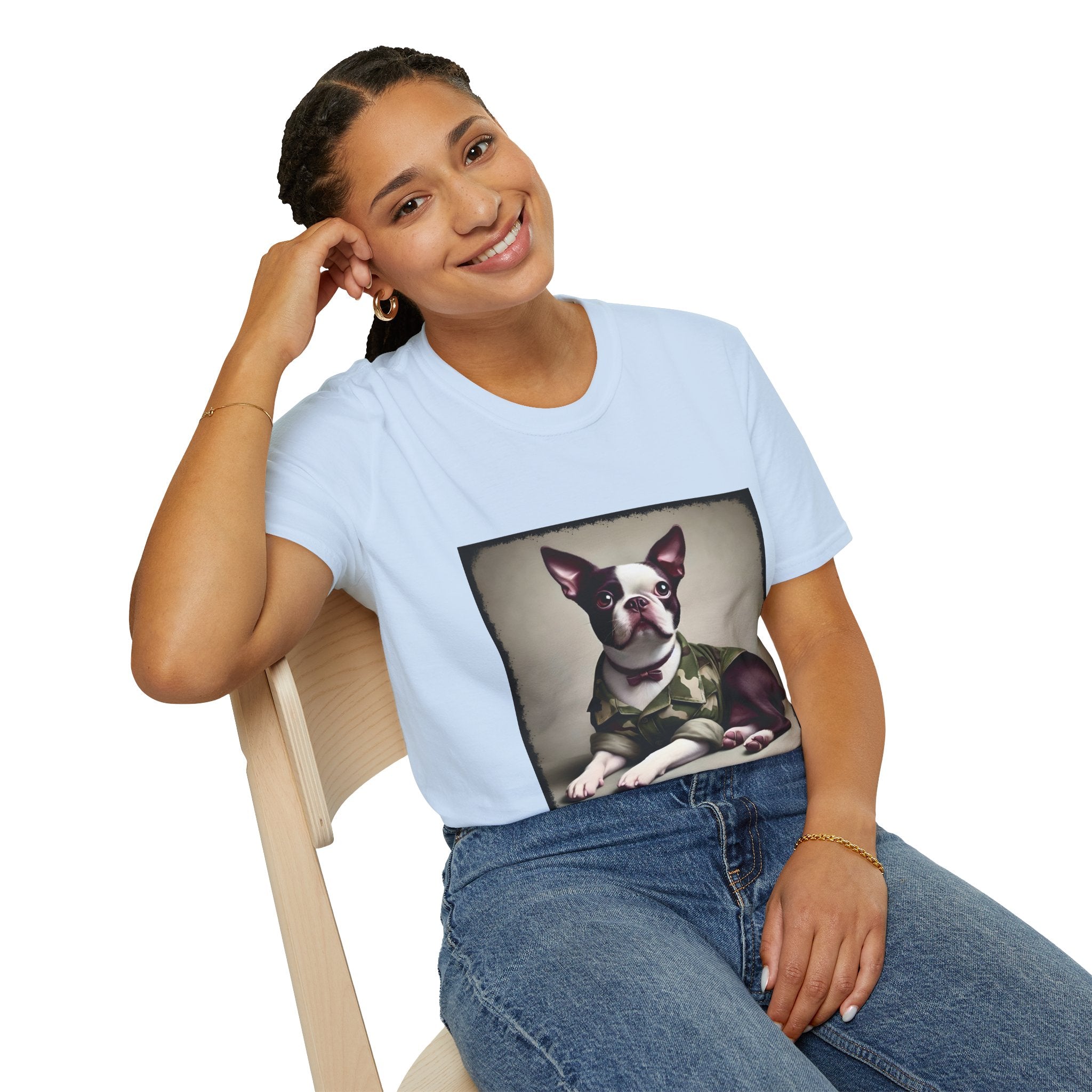 Boston Terrier Camo Cutie | Unisex Dog T-Shirt