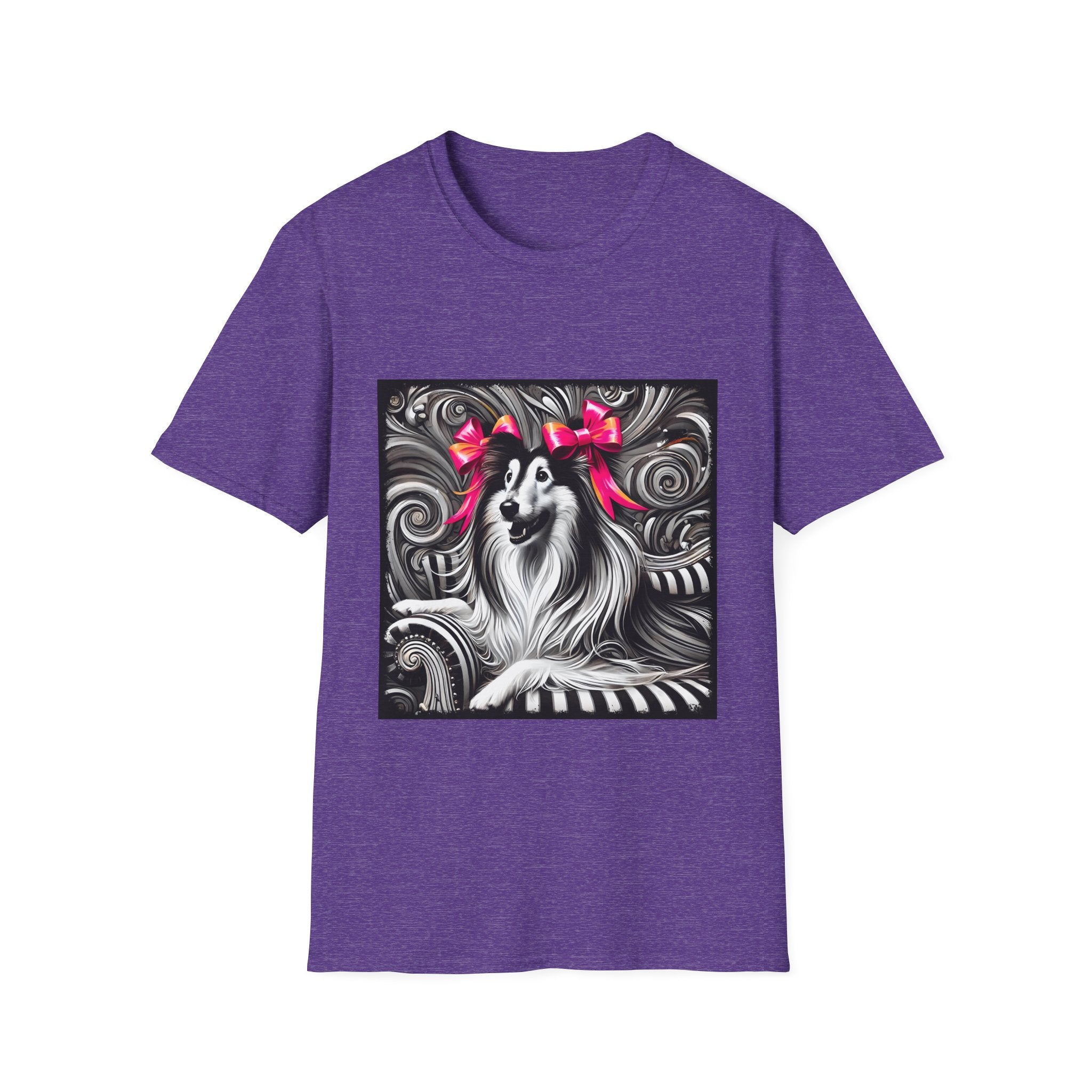 Collie B&W Pink Bow | Unisex Dog T-Shirt