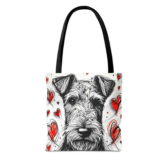 Airedale Terrier Tote Bag Heart Sketch Dog Lover Gift tote bag in black