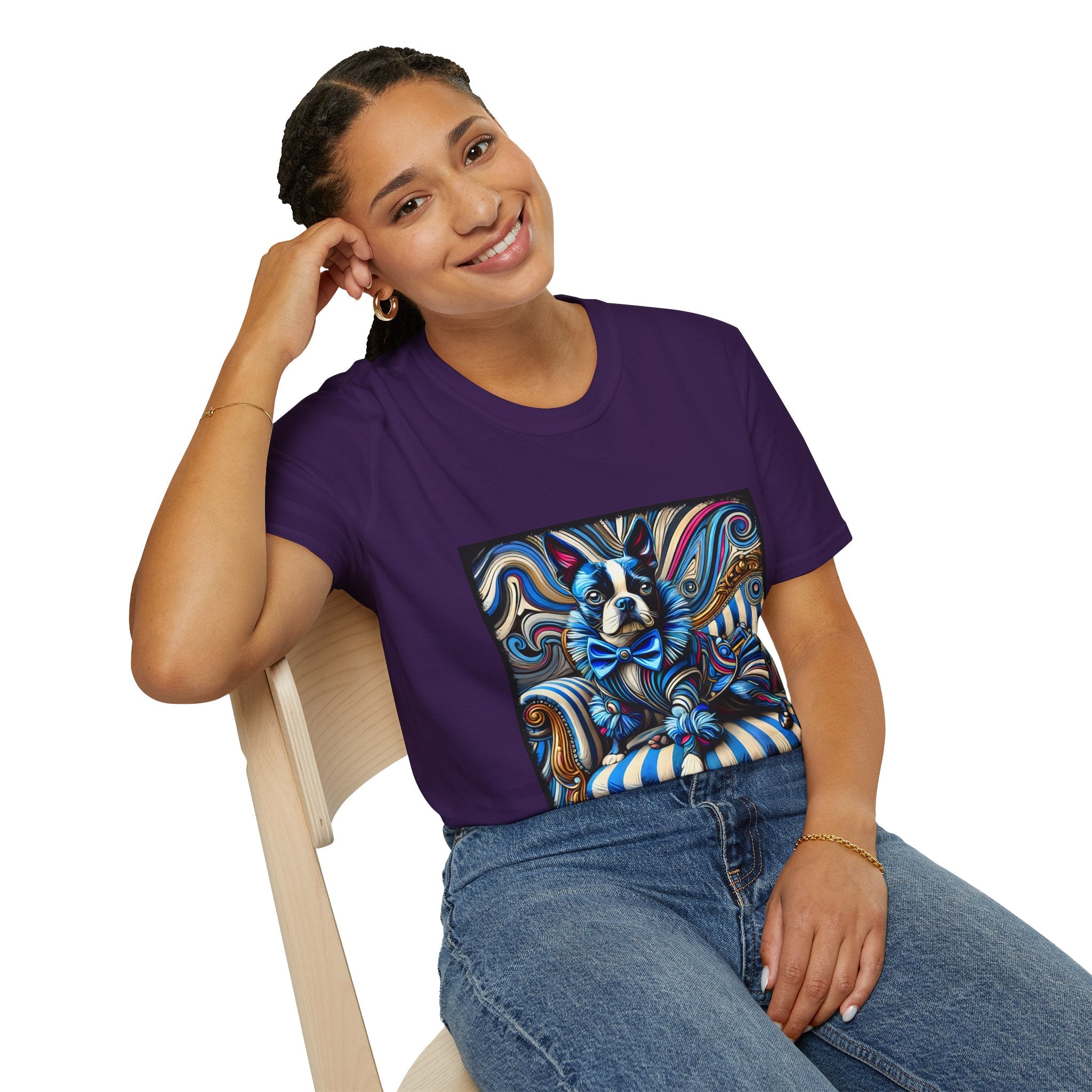 Boston Terrier Blue Rocker | Unisex Dog T-Shirt