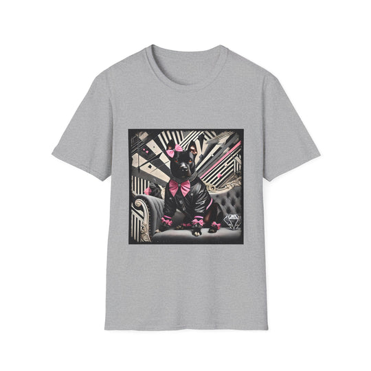 American Pit Bull Terrier Chic Rocker design dog lover unisex t-shirt in sport grey