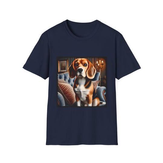 Beagle Poised Portrait design dog lover unisex t-shirt in navy