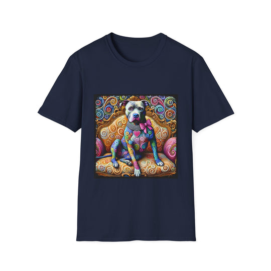 American Pit Bull Terrier Love Swirl design dog lover unisex t-shirt in navy