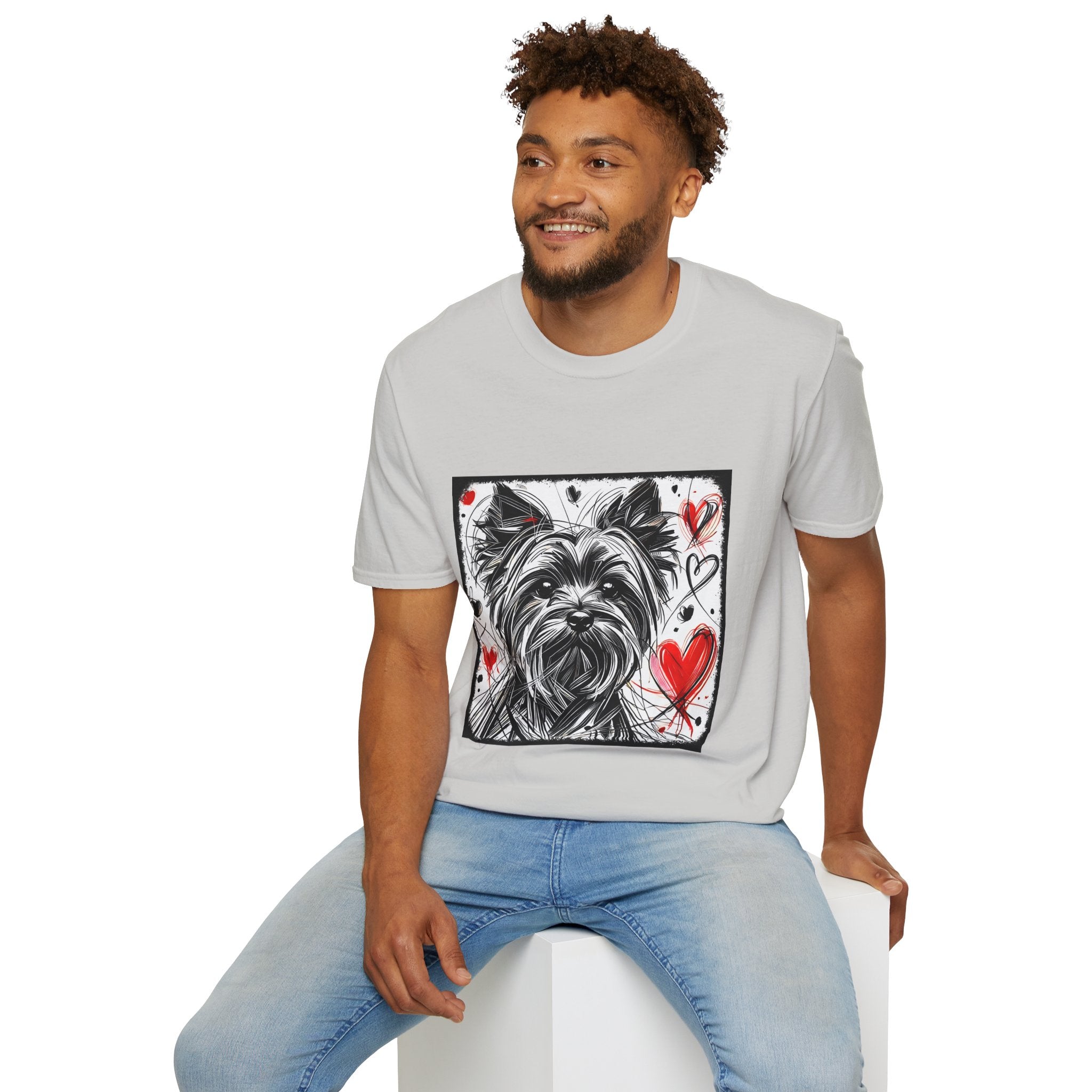 Yorkshire Terrier Bold Heart Sketch | Unisex Dog T-Shirt