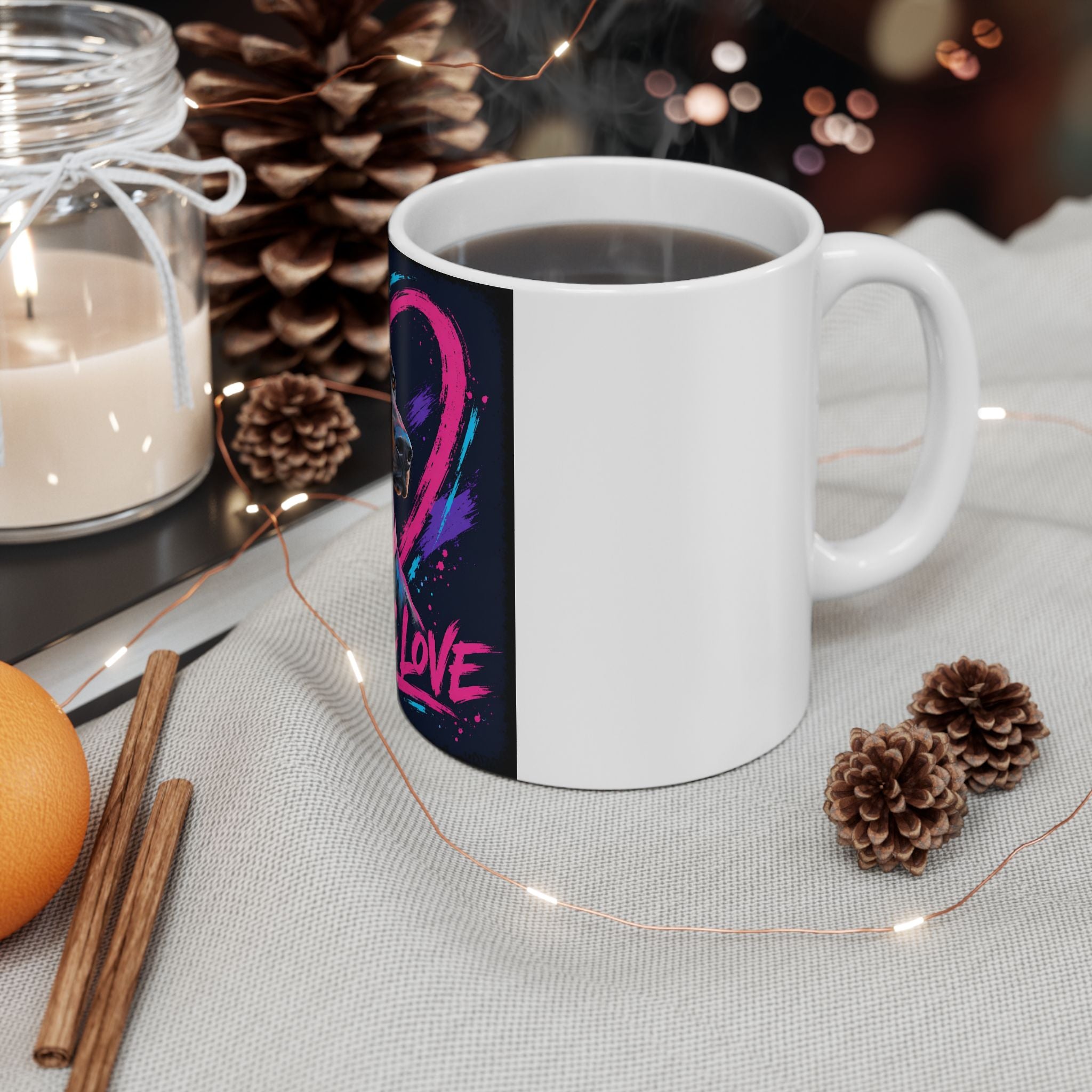 Blue Doberman Pinscher Ceramic Mug | Electric Love Dog Lover Gift