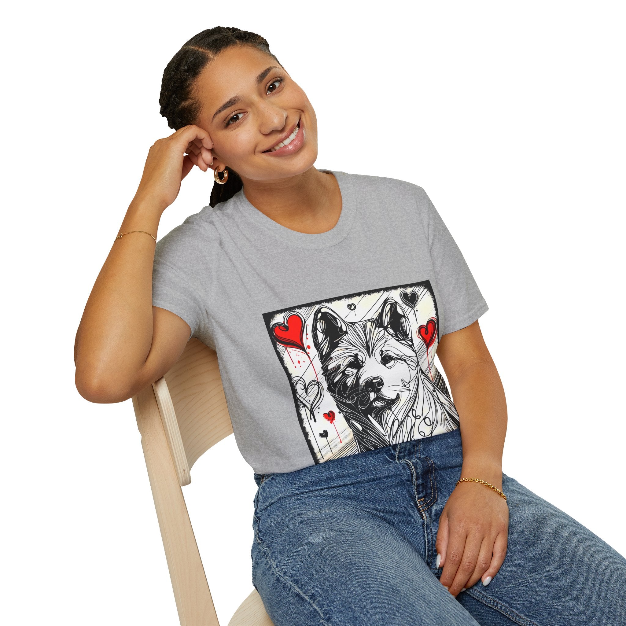 Akita Shirt | Bold Heart Sketch Dog Lover Tee