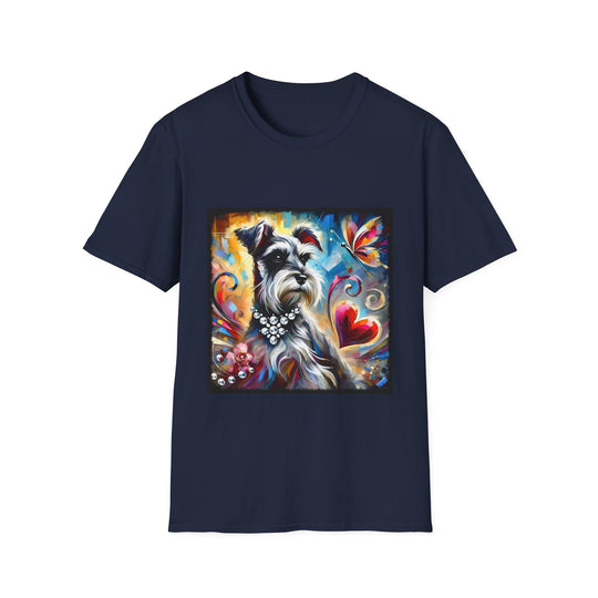 Schnauzer Bold Butterfly Classic design dog lover unisex t-shirt in navy