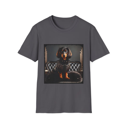Dachshund Edgy Chic design dog lover unisex t-shirt in charcoal