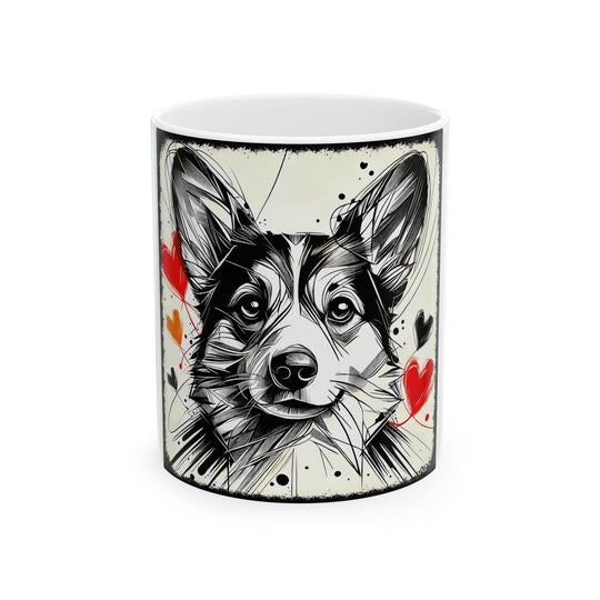 Pembroke Welsh Corgi Mug – Bold Heart Sketch Design