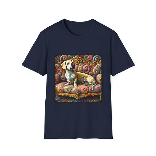 Dachshund Exquisite Swirl Unisex Dog T-Shirt unisex t-shirt in navy