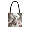 Bichon Frise Tote Bag Jeweled Beauty Dog Lover Gift tote bag in black