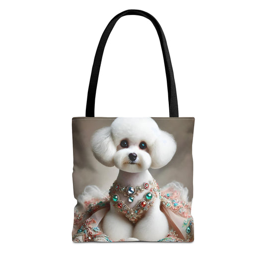 Bichon Frise Tote Bag Jeweled Beauty Dog Lover Gift tote bag in black