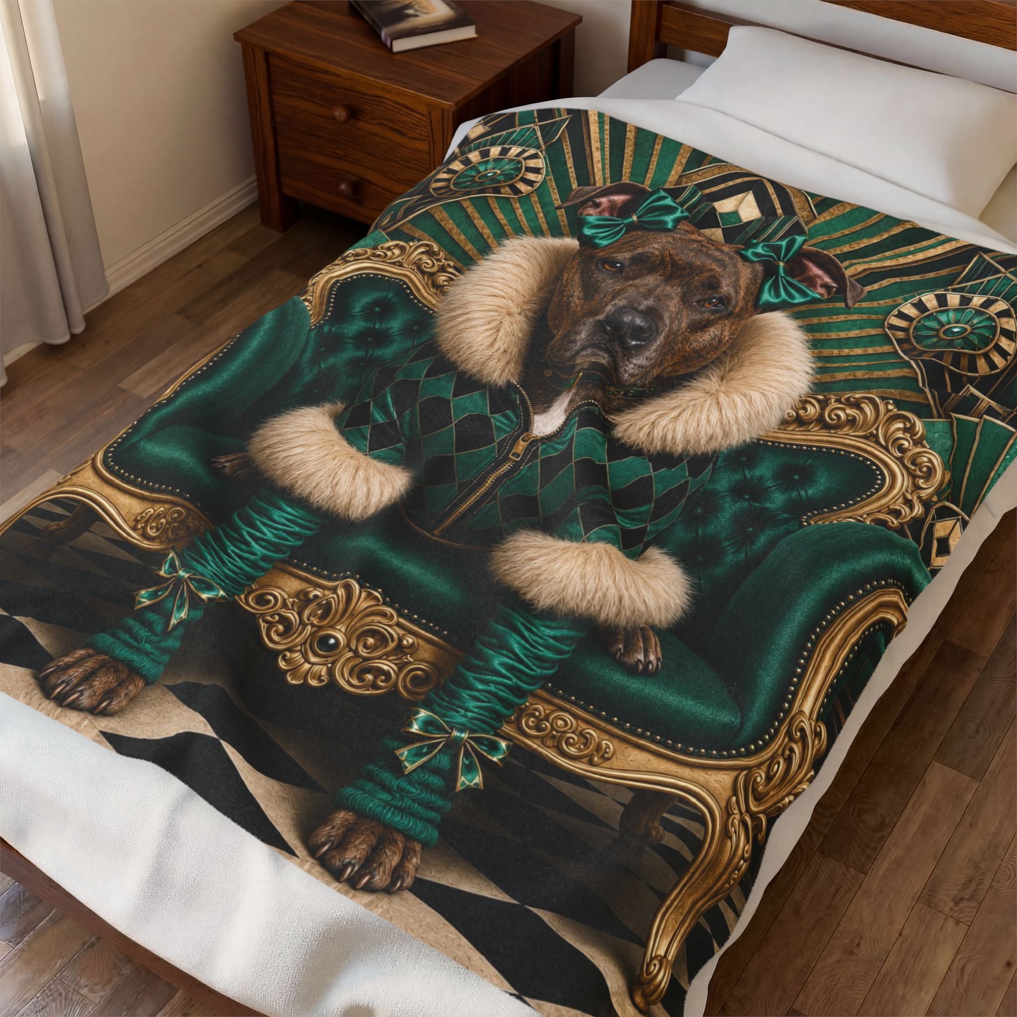 American Pit Bull Terrier Blanket – Emerald Brindle Dog Lover Gift