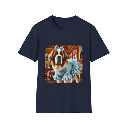 Saint Bernard Posh Pearl design dog lover unisex t-shirt in navy