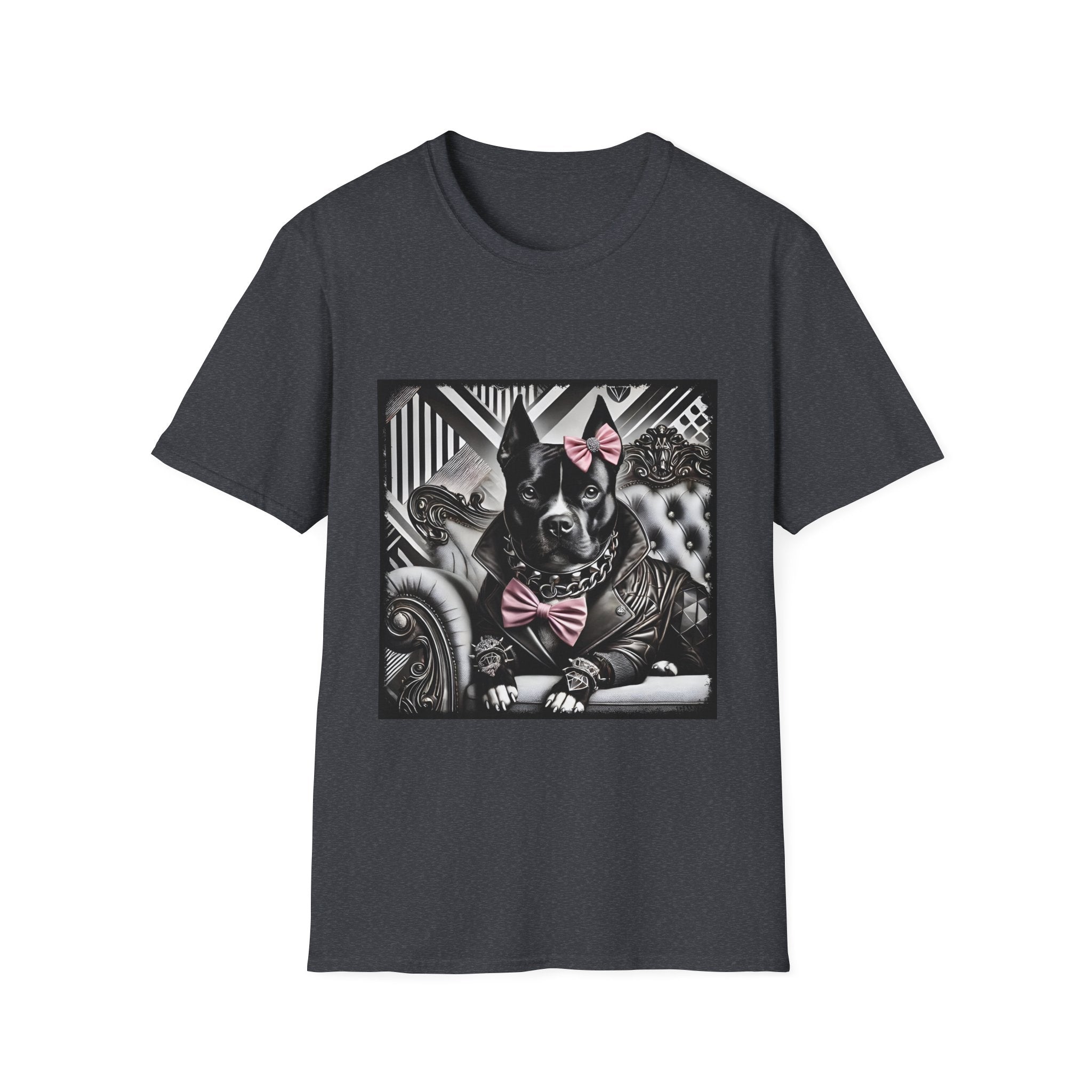 American Pit Bull Terrier Shirt | B&W Pink Bow Rocker Dog Lover Tee