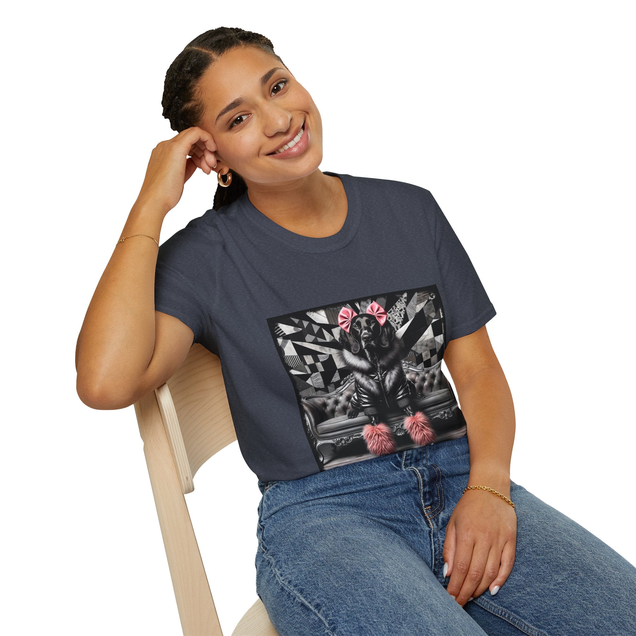 German Shorthaired Pointer B&W Pink Bow Rocker | Unisex Dog T-Shirt