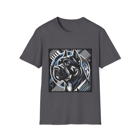Cane Corso Blue and Black Geometric design dog lover unisex t-shirt in charcoal