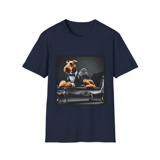 Airedale Terrier Handsome Dude design dog lover unisex t-shirt in navy